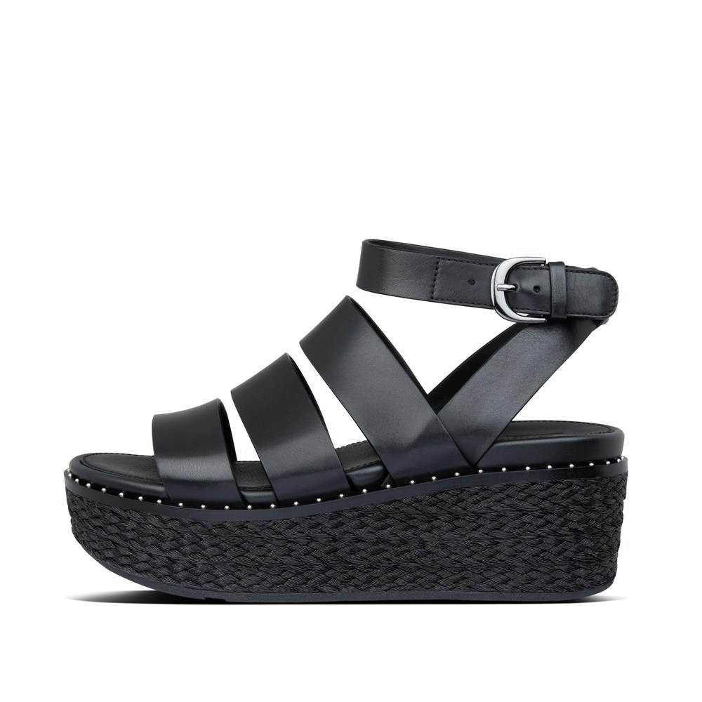 Fitflop Womens Wedge Black - Eloise Espadrille Sandals - ZJ2089675